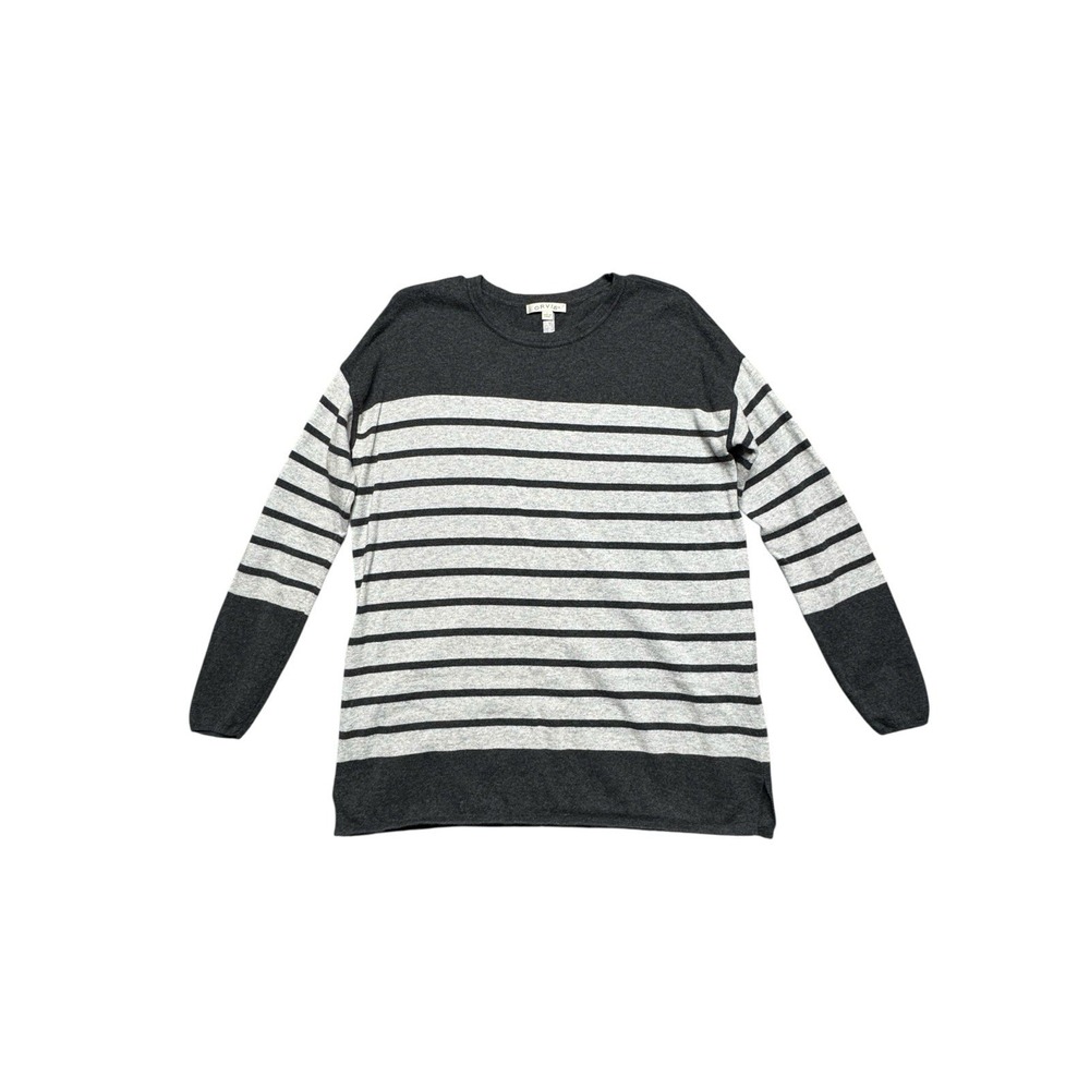 Orvis Striped‎ Crewneck Sweater Silk Cashmere Blend Womens Small Gray Pullover